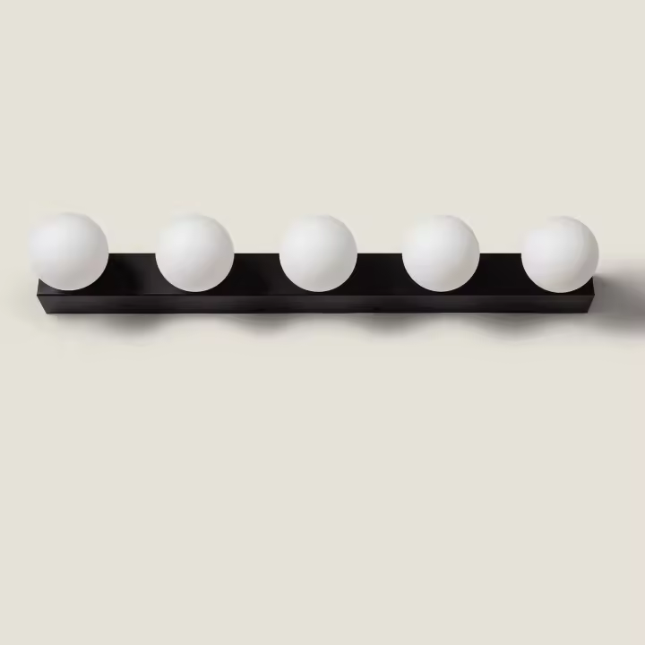 Ledkia Lámpara de Pared Baño Metal 5 Focos Aizkra Negro - 1