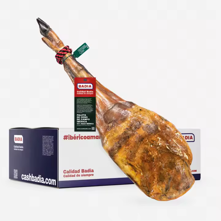 Paleta ibérica de cebo de campo BADIA. Paleta de cebo de campo ibérica 50% raza ibérica Tamaño de 4,5 a 6 kilos. - 1