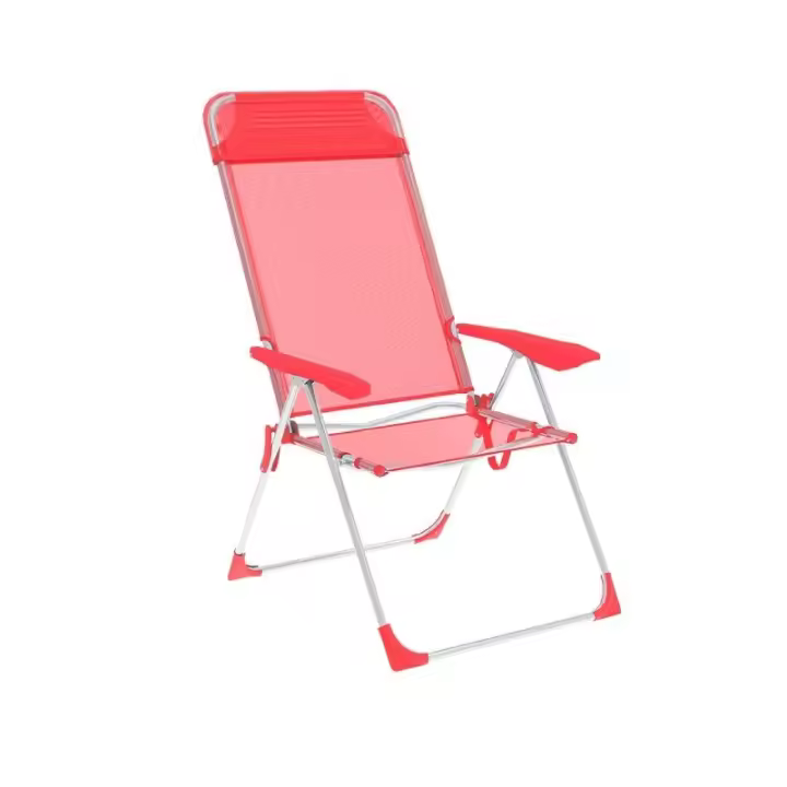 Marbueno Silla Plegable 5 Posiciones Aluminio con Cojin Coral Playa y Piscina 69X58X110 cm 10360 - 1