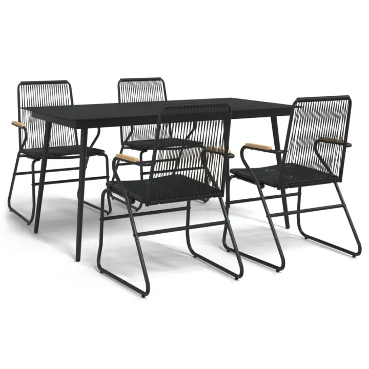 VidaXL Conjunto de jardín Bolonia 4 sillas + mesa de comedor negro - 1