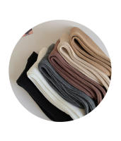 Calcetines Largos De Piel De Rodilla Para Mujer Estilo Japonés Nuevos Para Otoño E Invierno Tejidos En Espandex Y Algodón Con Rayas Doble Agujero Para Calor - details 7