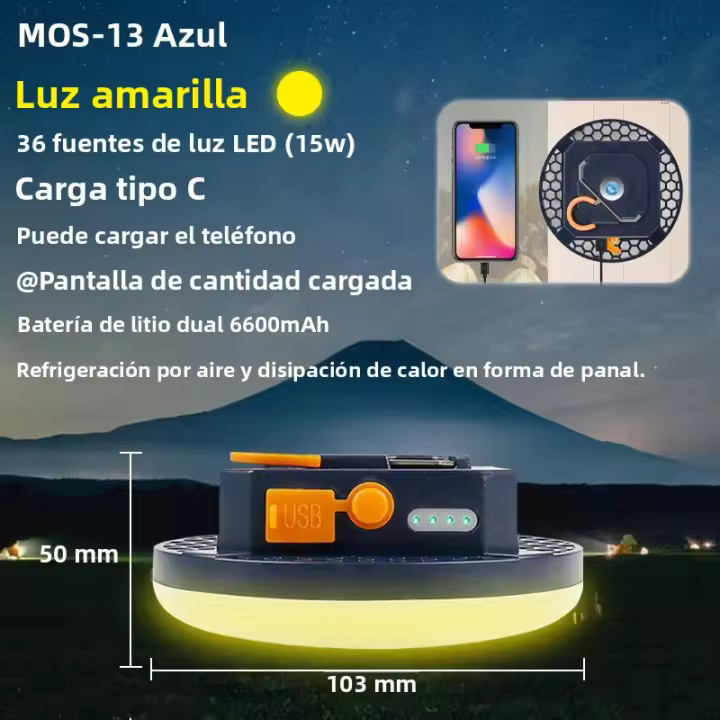 Lámpara Portátil MOSLIGHTING 9900mAh Multifuncional LED Recargable Para Camping Pesca Emergencia Mantenimiento Y Tienda De Noche - 1