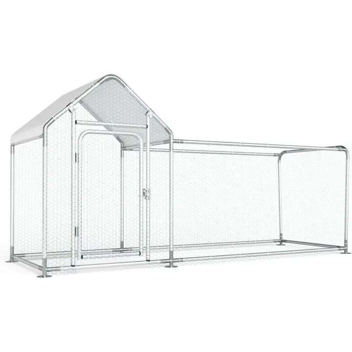 Gallinero de metal para exteriores, para 15 a 20 gallinas, 118" de largo x 39,4" de ancho x 59" de alto, gallinero con entrada para paso, jaula para patos, gallinero para patio con cubierta - 1