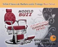 Sillón Clásico de Barbero hidráulico estilo Retro Vintage con reposapies integrado Modelo Buzz Silver Burdeos - details 0