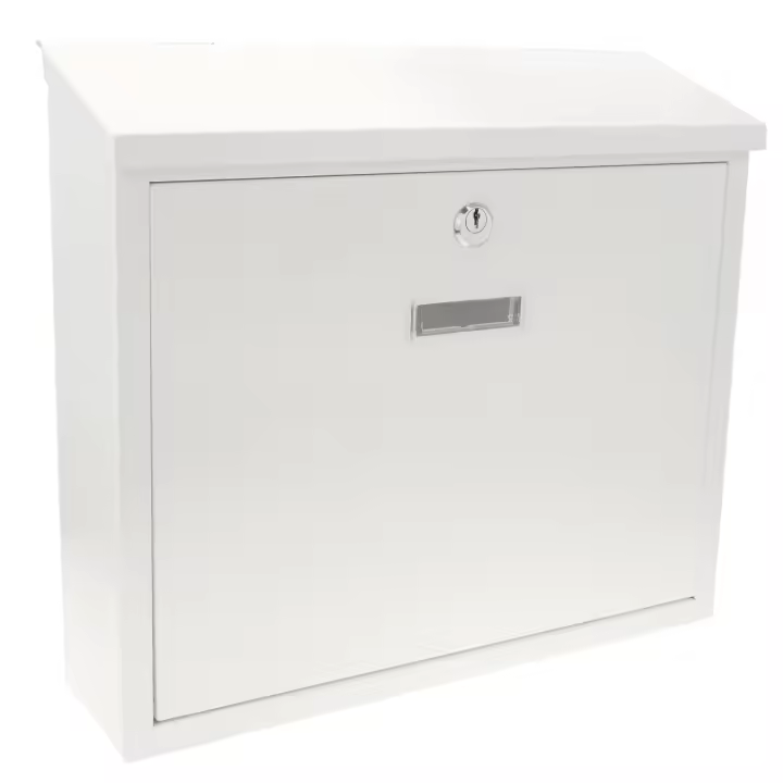 Buzón metálico para cartas y correo postal de color blanco 350x90x320 mm - PrimeMatik - 1