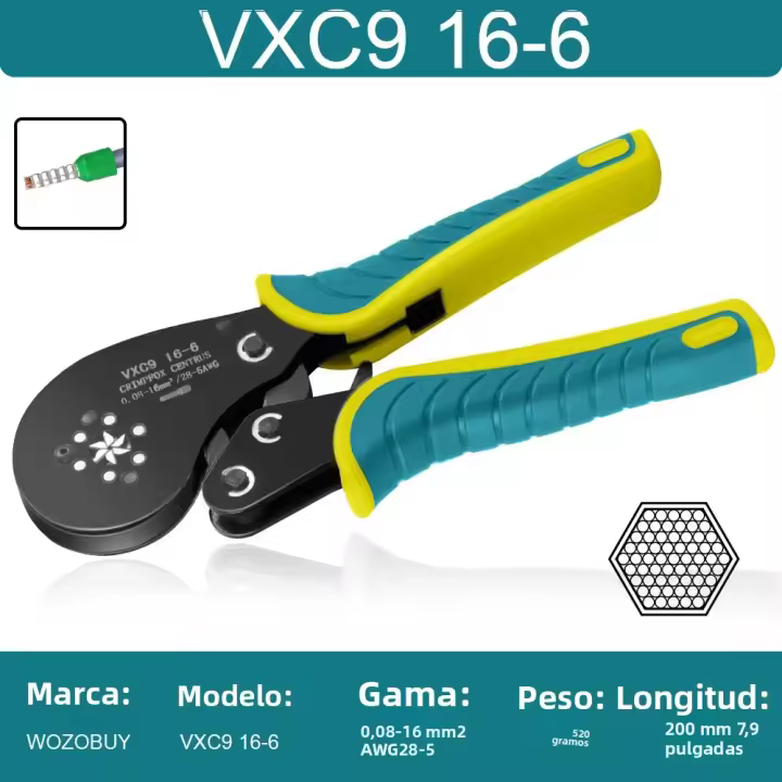 Kit De Herramienta De Crimpado De Ferrules De Cable Herramienta De Crimpado De Conectores De Ferrules De Cable Kit De Pinzas De Crimpado Hexagonal (0.08-16mm²/AWG28-5) Para Ferrules De Cable - 1