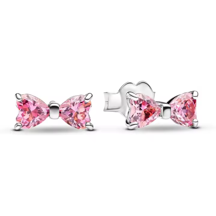 Pendientes Pandora de plata de ley con circonita cúbica, color rosa, 293505C01, rosa, plata de ley, circonita cúbica，Incluye Caja Original - 1