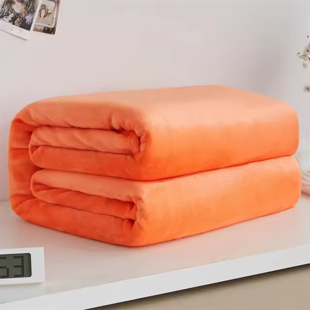 Manta De Terciopelo Coral 230GSM Azul Rosa Suave Cálida Para Cama Y Sofa Estilo Americano Poliéster Antipelusa Portátil Para Todas Las Estaciones - 1
