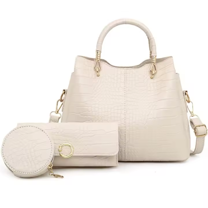 Bolso de Mano para Mujer, Bolso de Hombre, Bolso de Cuero, Bolso de Cocodrilo, Bolso de Hombre para Mujer, Bolso de Oficina de Piel sintética de tamaño Mediano, bolso de mano de 3 piezas - 1