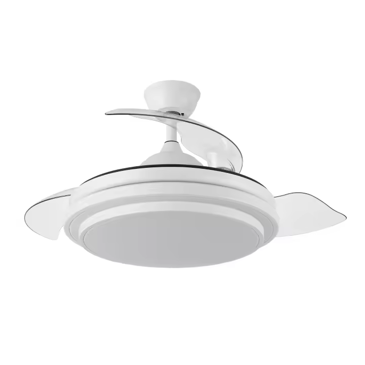 Ventilador RETRACTIL  Dc Ibe 59w 6980lm Blanco 3 Asp.desp. 107d 3000-4000-6000k Remoto, Reg. intensidad, Memoria Y Temporizador Fabrilamp - 1