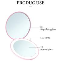 Espejo De Maquillaje Portátil LED 3.5 Pulgadas Compacto Doblesided Plegable Para Bolso Con Luz De Mano Y Aumento 3x - details 8