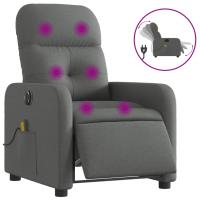 vidaXL Sillón reclinable de masaje eléctrico tela Gris claro, Gris oscuro, Negro Sillon Dormitorio Sillon Comodos Silla Relax Sillón Sofá - details 0