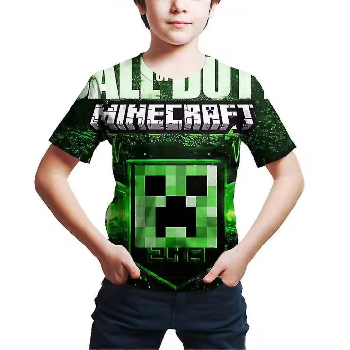 Minecraft Juego Impresa Boy Tops de manga corta Camiseta de Verano - 1
