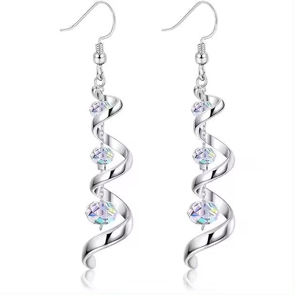 Pendientes de Gota de Cristal para Mujer en Plata de Ley 925 - 1