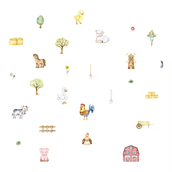 Pegatinas De Pared Para Niños Con Diseño De Pollo Oveja Y Árbol De Granja Pegatinas Ecológicas Resistentes Al Agua Para Decoración De Habitaciones Y Jardines - 1