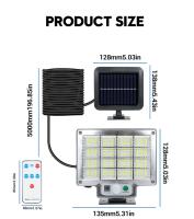 1PC Luz Solar Exterior Impermeable Con Sensor De Movimiento Y Control Remoto 3 Modos 192 LED Para Patio Garage Jardín - details 25