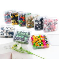 Nuevos 64Pcs/Box De Bolas De Silicona Impresas Con Diamantes Para Hacer Joyas DIY Kit De Accesorios Para Cadena De Llaves Collar Pulsera - details 0