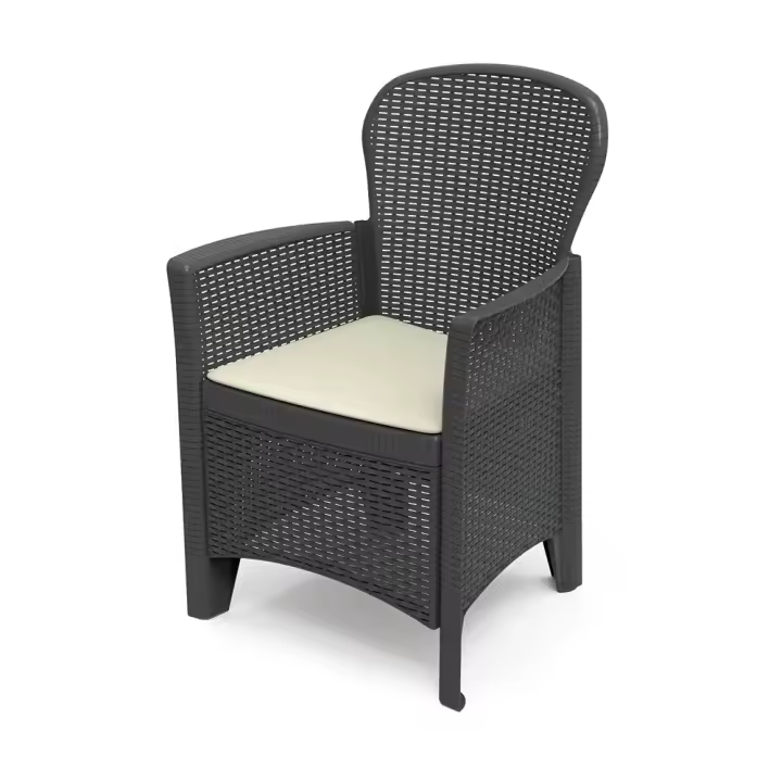 SILLA IMITACION RATTAN. COLOR: ANTRACITA 60x58x89cm MODELO: FOLIA PROGARDEN - 1