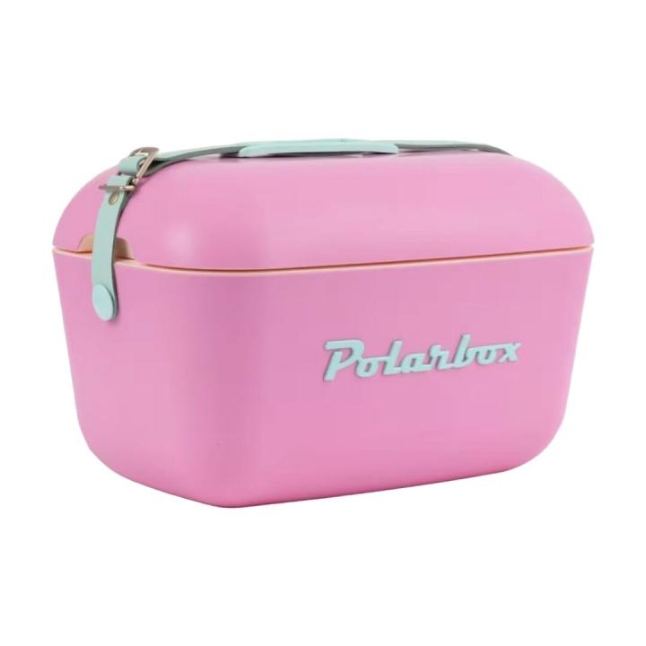 Nevera CoolerBag 20L Rosa Chicle con Asa y Letras Verde Agua Polarbox