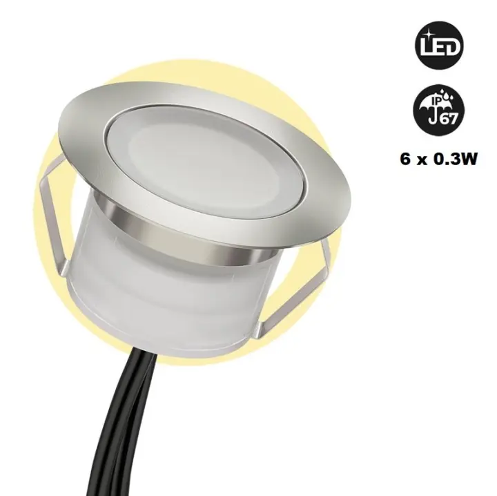 Barcelona LED Kit 6 focos LED empotrables en suelo 0,3W 12V-DC IP67 - 1