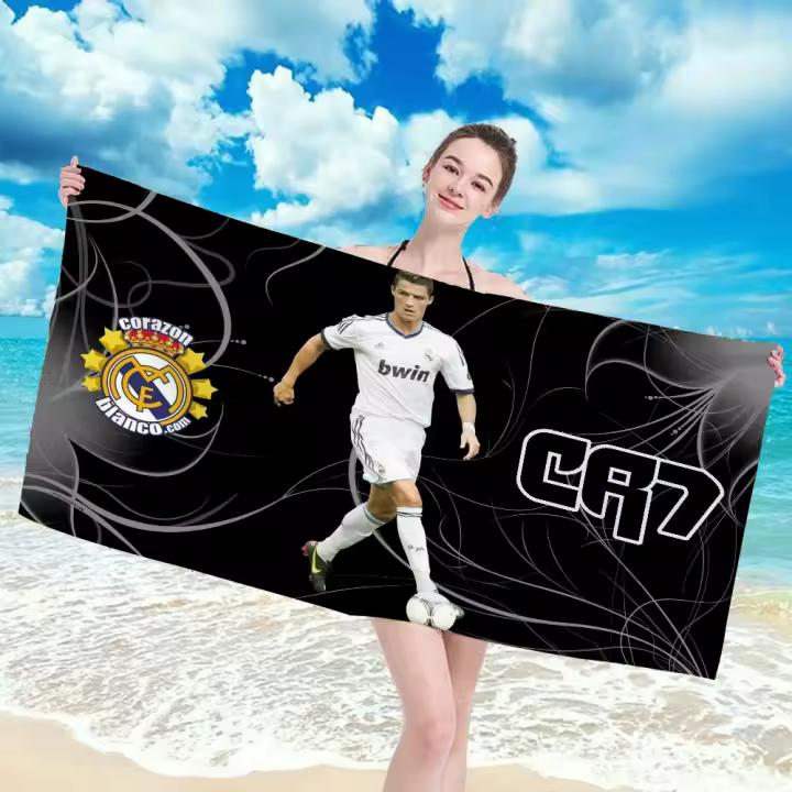 Toalla De Playa Cristiano Ronaldo Para Baño Y Sauna Toalla Grande Para Secado De Cabello Accesorios De Baño Hechos a Mano De Poliéster Y Algodón - 1