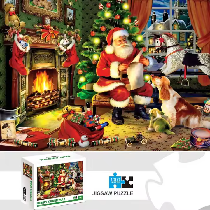Rompecabezas De Navidad Merry Christmas 1000 Piezas Juego Educativo Para Adultos Y Niños Decoración De Hogar Divertido Para Familias - 1