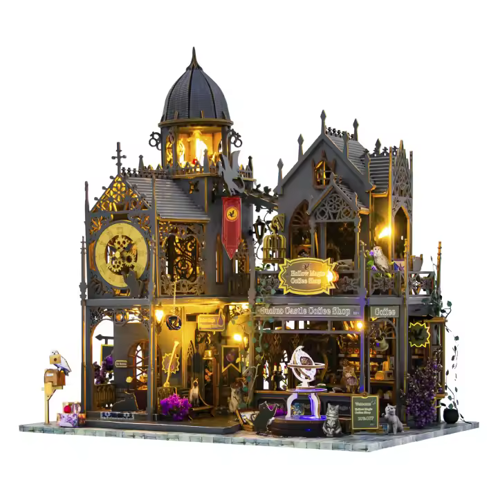 DAM. Cafetería Mágia Vacía. Maqueta 3D realista con gran detalle y luces led. 30x20x31cm. - 1