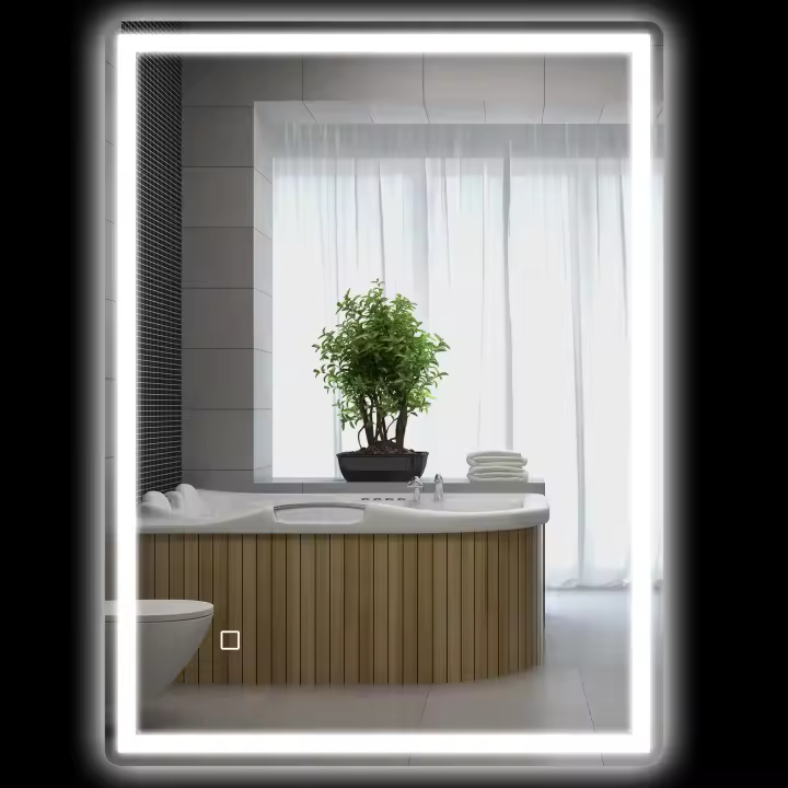 HOMCOM Espejo de Baño, Espejo de Baño Regulable, Espejo con Luz 80 x 60 cm con Interruptor Táctil, Función de Memoria, Espejo de Pared Antivaho, Resistente al Agua - 1