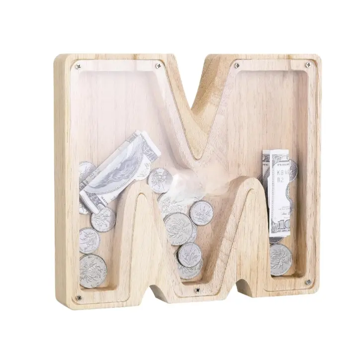 Hucha de Madera con Letras Personalizadas para Niños - 1