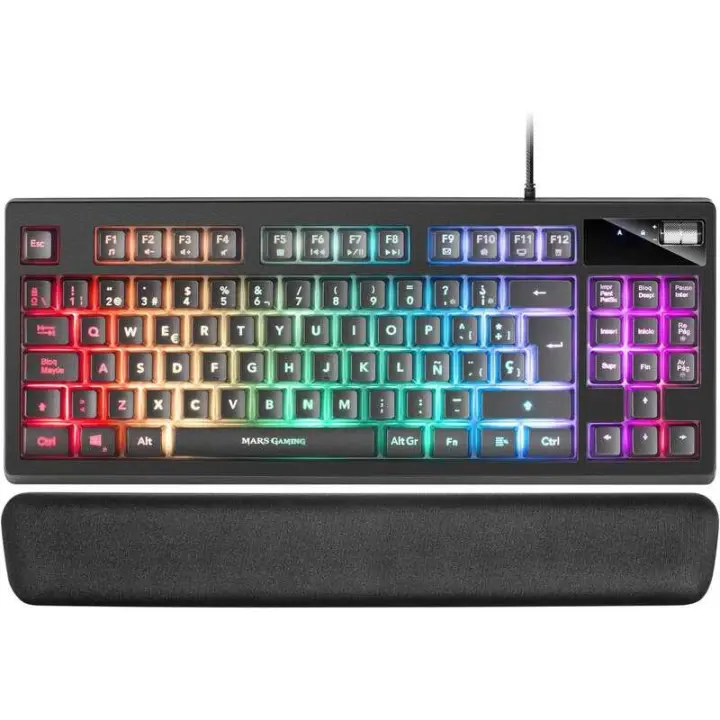 Mars gaming teclado gaming mkax rgb control - compacto tkl - pulsacion h-mech - 9 efectos rgb - boton roller volumen - reposamuñecas memory gel - compatibilidad multiplataforma - color negro - 1