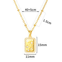 Collar De Cuerda De Acero Inoxidable Con Zirconia Cuadrada Brillante Para Mujeres Y Niñas Estilo Vintage Color Dorado Joyería De Cadena Con Encanto Regalo - details 4
