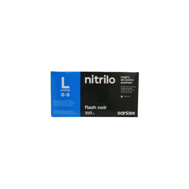 SANTEX FLASH NOIR CAJA GUANTES PROFESIONAL NITRILO NEGRO SIN POLVO 4,5 DE GROSOR 100U. - 1