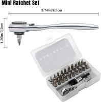 Juego De Llaves De Eje Ratchete Mini 28/32 En 1 Con Ángulo Y Torx Magnético Para Espacios Estrechos Mango De Destornillador De 1/4 Pulgada Dientes 72 - details 11