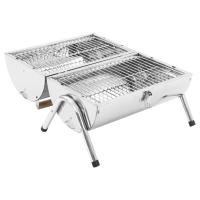 vidaXL Barbacoa de carbón de sobremesa acero inoxidable doble parrilla - details 2