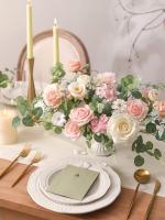Juego De Flores Artificiales Rosa Y Blanca En Caja Para Novia Decoración De Mesa Interior Y Exterior DIY Set De Broches De Boda - details 0