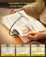 Lámpara De Lectura LED Tri-Head Recargable 1000mAh Clip Mini Luz Nocturna Para Libros Ajustable Estudio Lámpara De Lectura - details 1