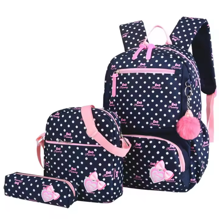 Conjunto de 3 mochilas con estampado de Coronas, mochila Escolar con lazo, mochila de viaje, bolso de hombro, bolso de hombro - 1