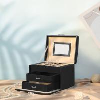 Caja joyero de 3 niveles con espejo, asa y cerradura, ideal para viajes, estilo moderno, blanco clásico o negro, perfecto como regalo - details 9