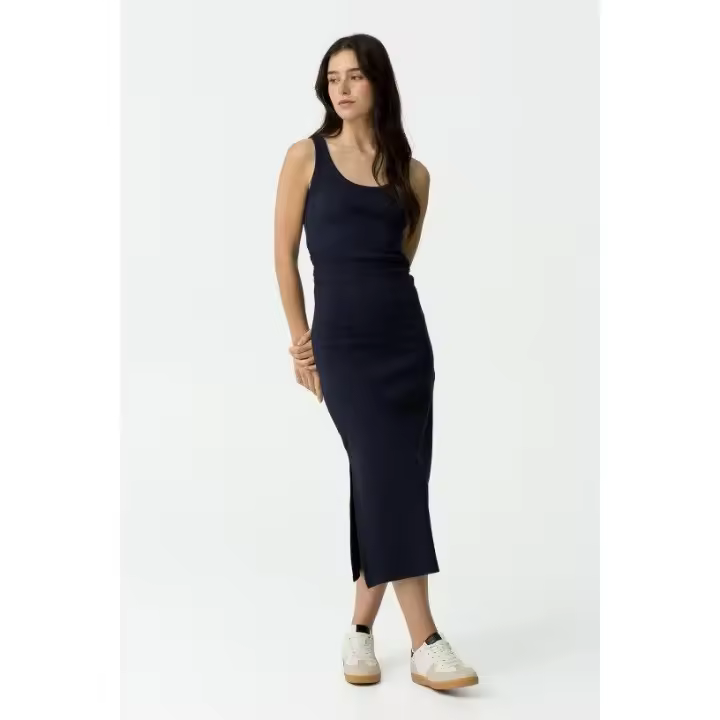 Marcas Mujer Ropa Tiffosi Tiffosi mujer Vestidos y monos  Vestido midi -Tiffosi- Pireli azul marino - 1