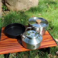 Set De Cocina Para Camping Leaftour De Acero Inoxidable Con Olla Tetera Y Sartén Essentials Para 2-3 Personas Para Cocinar Al Aire Libre - details 3