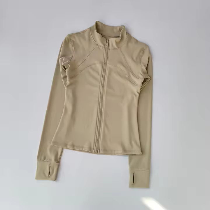 Ropa De Yoga Para Mujer Con Cuello Erguido Y Mangas Largas Impermeable Top De Entrenamiento Deportivo Para Correr - 1