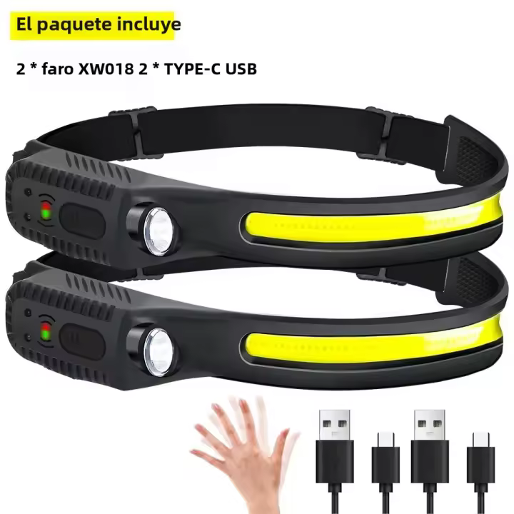 Lámpara Frontal De Camping Y Pesca Con Batería De Litio De 1200mAh Recargable Por USB Ultra Brillante Impermeable Para Exteriores - 1