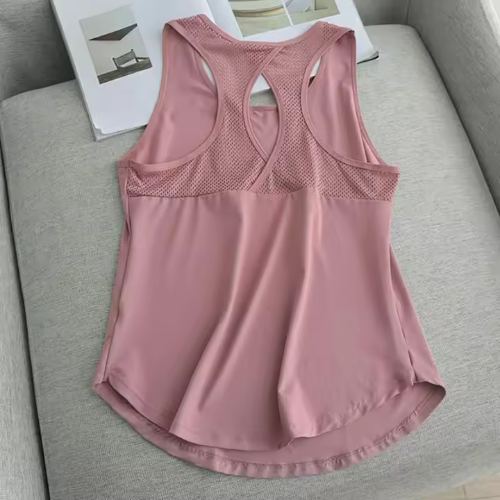 Camiseta Deportiva De Verano Para Mujer Secado Rápido Malla Sin Espalda Casual Versátil Para Yoga Fitness Running - 1
