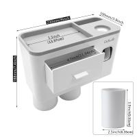 Porta Cepillos De Dientes Y Pasta De Dientes Doble Montado En La Pared Con Tazas Dispensador Automático Organizador De Baño - details 0