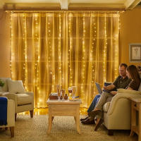 Luces De Cortina LED Con USB Y Control Remoto De 8 Modos Para Bodas Casas Fiestas Pared Ventanas Jardín Navidad Decoraciones - details 12