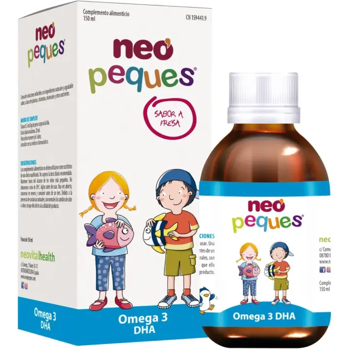 NEO PEQUES | Jarabe Infantil Omega 3 DHA | 150 ml | Ayuda a Mejorar la Concentración | A Base de Omega 3 DHA y Vitaminas | Delicioso Sabor Fresa - 1