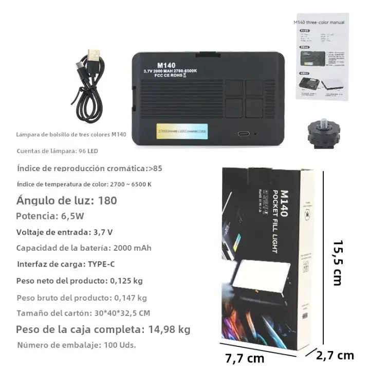 Luz De Relenado Portátil Tricolor Para Auto Fotos Streaming De Teléfono Móvil Iluminación De Belleza Fotografía SLR RGB Full Color - 1