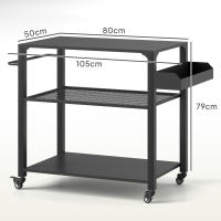 Carro de barbacoa Carro de servicio de 3 niveles con Rueda de estante de encimera, Mesa de barbacoa de Maple inoxidable, Mesa Auxiliar de barbacoa, carrilla de exterior, Parrilla de carbón de Jardín, Terraza, terraza, 105x50x79cm Negro - details 4