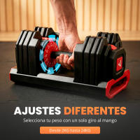 RELAXTY Mancuerna Ajustable 24 kg 15 en 1– Pesas Regulables de 2,5 a 24 kg con Diseño Compacto Todo en Uno - details 1