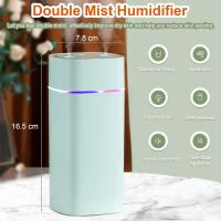 Humidificador de aire pequeño de 6,5*3 pulgadas, humidificador silencioso de niebla fría de 600 ml, apagado automático, con luces de colores, 2 modos, humidificador de doble niebla, adecuado para escritorios de automóviles - details 0